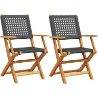 vidaXL Chaises de jardin 2 pcs. noir acacia massif et poly rotin