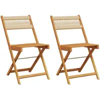 vidaXL Chaises de bistrot 2 pcs. Beige Acacia massif et cordelette