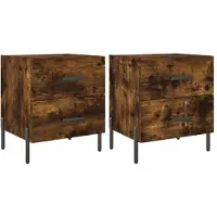 vidaXL Tables de chevet 2pcs chêne fumé 40x35x47,5cm bois d’ingénierie