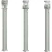 vidaXL Lampes de chemin avec détecteur de mouvement 3 pcs. argent 110cm acier inoxydable
