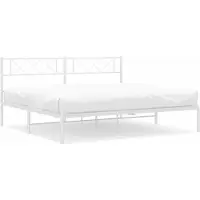 vidaXL Cadre de lit avec tête de lit en métal blanc 183x213 cm