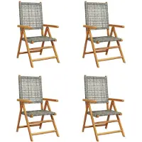 vidaXL Chaise de jardin Réglable 4 pcs. Gris Poly Rotin Massif