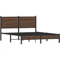 vidaXL Lit métallique sans matelas brun imitation chêne 150x200 cm