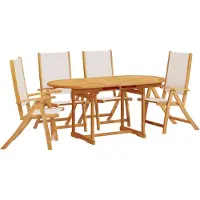 vidaXL Ensemble de jardin 5 pièces en bois massif d'acacia et textilène