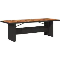 vidaXL Table de jardin avec plateau en bois noir 240x90x75 cm Poly rotin