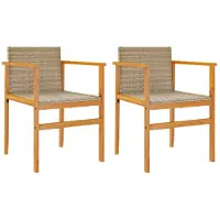 vidaXL Chaises de jardin 2 pcs. Beige Poly rotin et bois massif