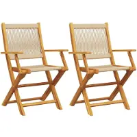 vidaXL Chaises de jardin 2 pcs. Beige Acacia massif et polypropylène