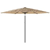 vidaXL Parasol avec LED et mât en acier brun 288x288x225 cm