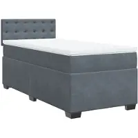 vidaXL Lit boxspring avec matelas gris foncé 90x200 cm velours