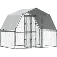 vidaXL Enclos pour poules avec toit et porte Argenté Acier galvanisé
