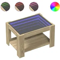 vidaXL Table basse LED Chêne Sonoma 73x53x45 cm Matériau dérivé du bois