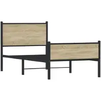 vidaXL Lit métallique sans matelas chêne Sonoma 75x190 cm