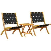 vidaXL Chaises de jardin 2 pcs. Pliable avec table Noir Bois Massif