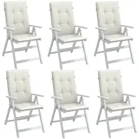 vidaXL Coussins de chaise à haut dossier 6 pcs. Melange Crème 120x50x4 cm Tissu