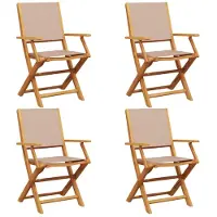 vidaXL Chaises de jardin 4 pcs. Pliable Taupe Tissu et bois massif
