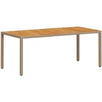vidaXL Table de jardin beige 190x90x75 cm Poly rotin acacia