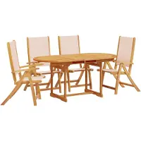 vidaXL Ensemble de jardin 5 pièces en bois massif d'acacia et textilène