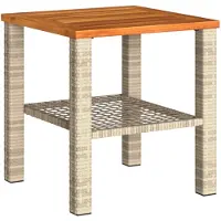 vidaXL Table de jardin beige 40x40x42 cm Poly rotin acacia