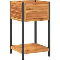 vidaXL Jardinière et étagère 45x45x80 cm bois massif d'acacia et acier