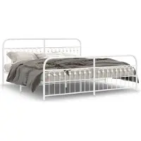 vidaXL Cadre de lit avec tête et pied de lit en métal blanc 193x203 cm