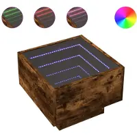 vidaXL Table d'appoint avec LED Chêne fumé 40x40x30 cm Bois composite