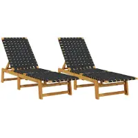 vidaXL Bains de soleil 2 pcs. noir acacia massif et tissu