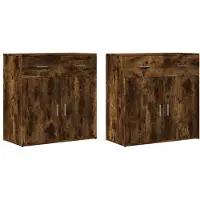 vidaXL Sideboards 2 pcs. Chêne fumé 79x38x80 cm Bois composite