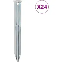 vidaXL Piquets de tente 24 pcs 17 cm Ø20 mm acier galvanisé