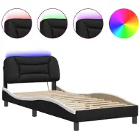 vidaXL Cadre de lit avec LED noir et blanc 90x190 cm similicuir