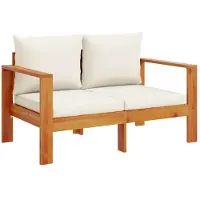 vidaXL Canapé de jardin avec coussins 2 places en bois massif d'acacia