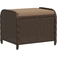 vidaXL Tabouret de jardin avec coussin brun 58x46x46 cm résine tressée