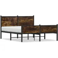 vidaXL Lit métallique sans matelas chêne fumé 137x190 cm