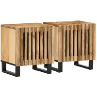 vidaXL Tables de chevet 2 pcs 40x34x46 cm bois massif de manguier brut