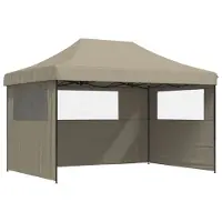 vidaXL Tente de réception pliable Pop-Up avec 3 panneaux latéraux Taupe