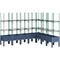 vidaXL Jardinière avec treillis bleu gris 200x160x142,5 cm PP