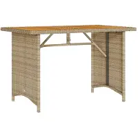 vidaXL Table de jardin avec plateau en bois beige 110x68x70 cm Poly rotin
