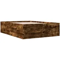 vidaXL Cadre de lit en chêne fumé 135x190 cm Bois composite