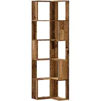vidaXL Bibliothèque d'angle à 5 niveaux vieux bois bois d'ingénierie