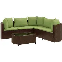 vidaXL Ensemble de salon de jardin 6 pièces avec coussins Marron Poly Rattan