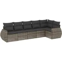 vidaXL Ensemble de salon de jardin 6 pièces avec coussins Gris Poly rotin