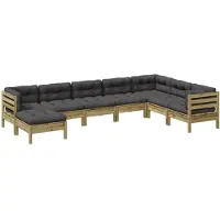vidaXL Ensemble de 8 canapés de jardin avec coussins en pin imprégné