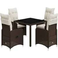 vidaXL Ensemble de jardin bistrot 5 pièces avec coussins Marron Poly rotin