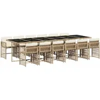 vidaXL Salon de jardin 13 pièces avec coussins Beige Poly Rattan