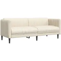 vidaXL Canapé 3 places Crème Tissu