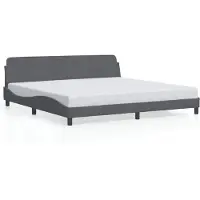 DKD Home Decor Cadre de lit avec tête de lit gris foncé 200x200 cm velours