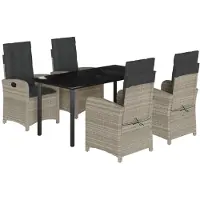 vidaXL Salon de jardin 5 pièces avec coussins gris clair Poly rotin