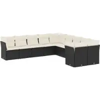 vidaXL Ensemble de 10 canapés de jardin avec coussins noir poly rotin