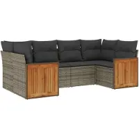 vidaXL Ensemble de salon de jardin 6 pièces avec coussins Gris Poly rotin