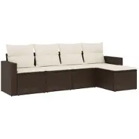 vidaXL Ensemble de salon de jardin 5 pièces avec coussins Marron Poly Rattan