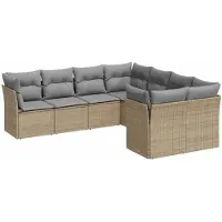 vidaXL Ensemble de jardin canapé 8 pièces avec coussins Beige Poly Rattan